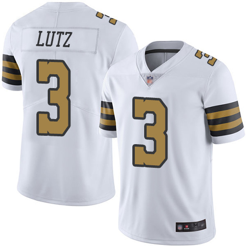 Men New Orleans Saints Limited White Wil Lutz Jersey NFL Football #3 Rush Vapor Untouchable Jersey